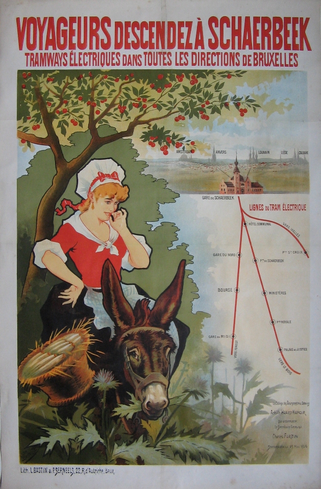 Affiche "voyageur descener à Schaerbeek"